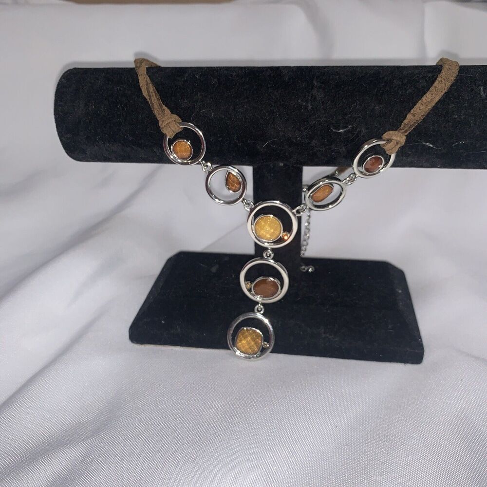 Lia Sophia Round Crystal Y-Drop Pendant Necklace 16" - Picture 7 of 9